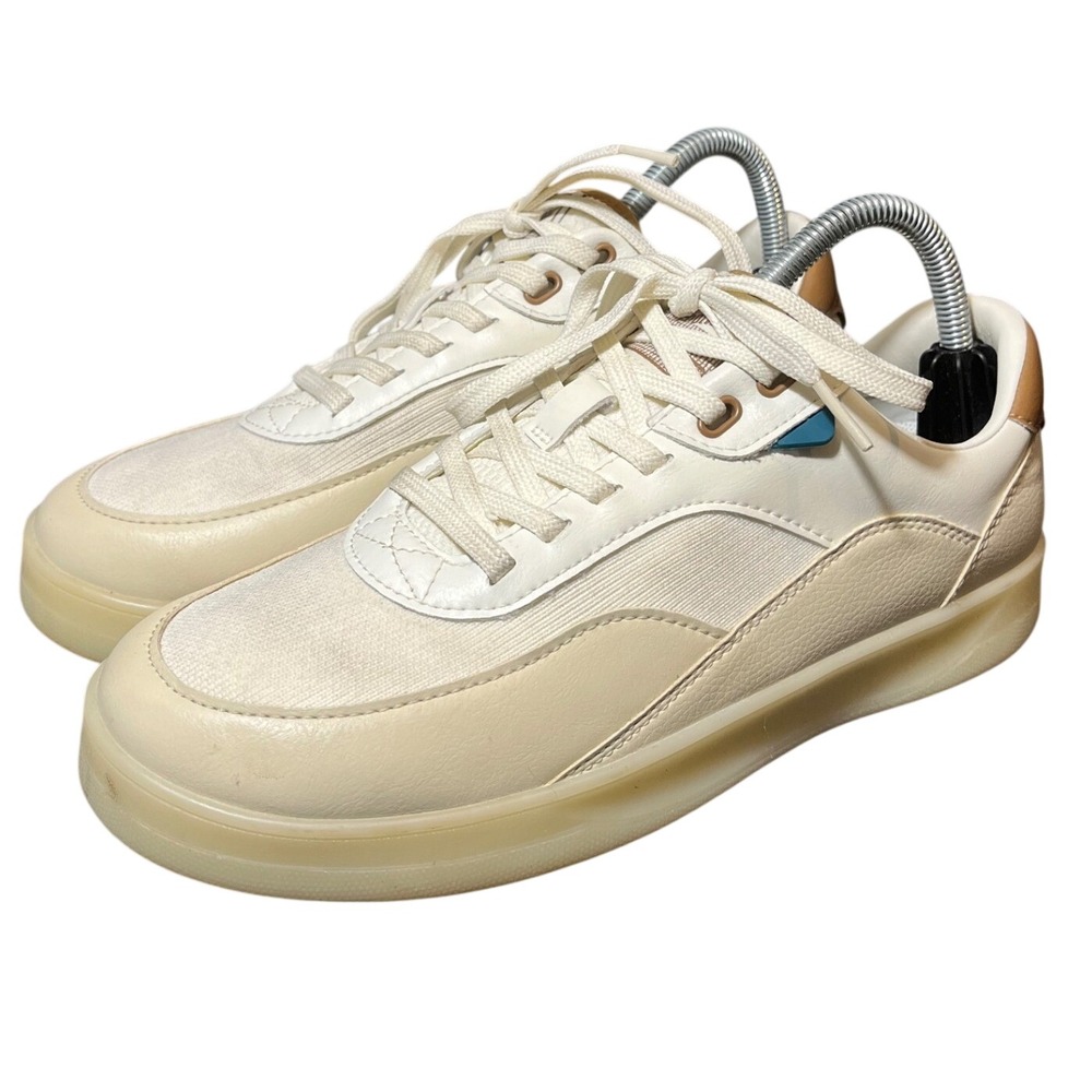 Vessi Courtside Classic Sneaker Mens Size 8 White Tan Waterproof Vegan Shoes
